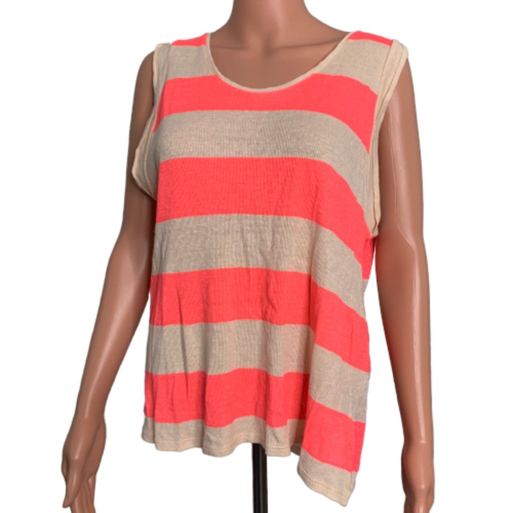 Zara Orange Striped Large Sleeveless Blouse